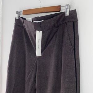 Calvin Klein modern essential subtle plaid pant, brown with cool bungundy tone.